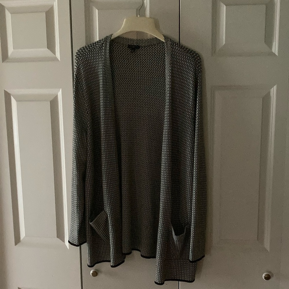 Talbots women’s 2x black and white cardigan open front office casual